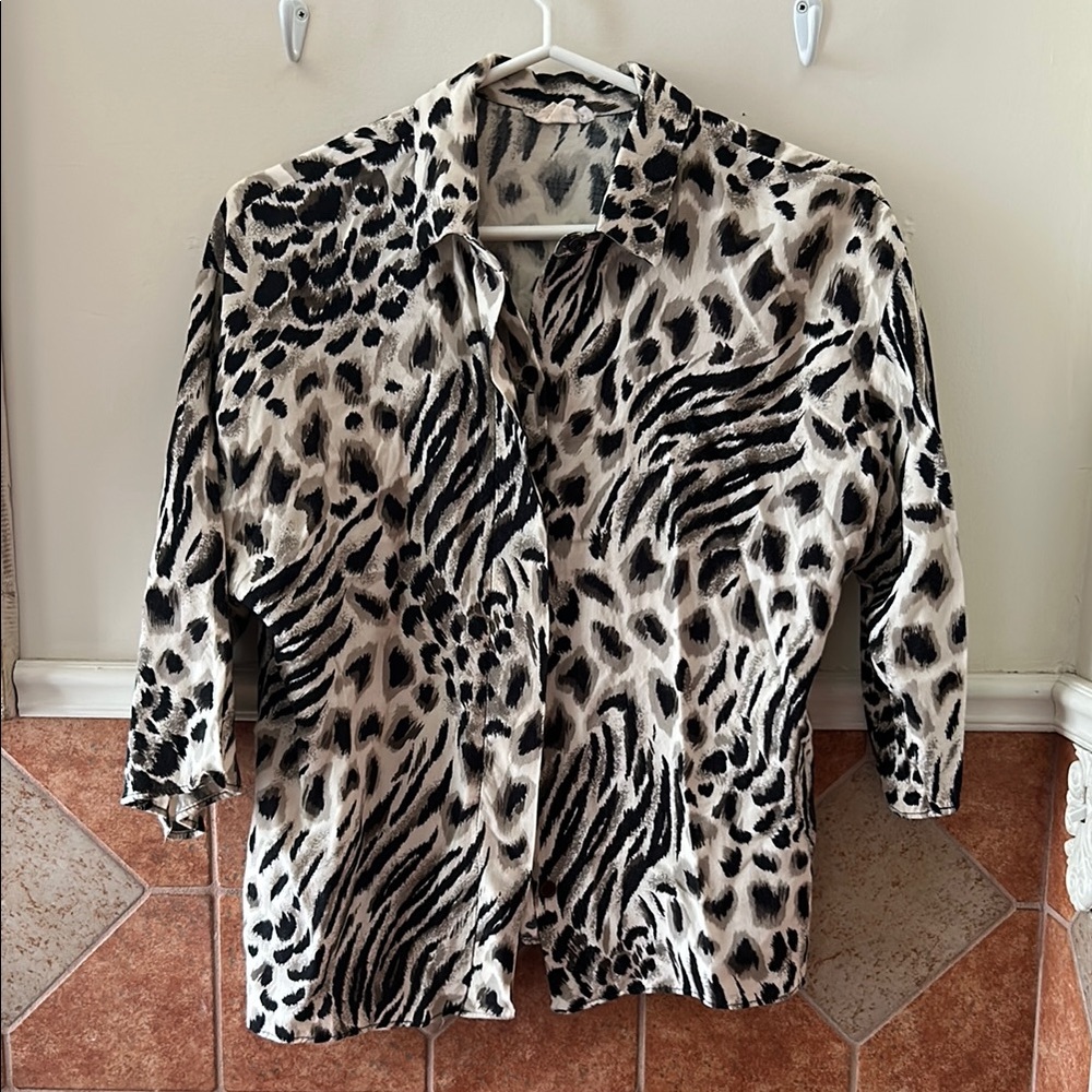 Leopard print shirt, vintage button up